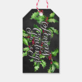Groen Holly Branch Seasons Greetings Cadeaulabel (Voorkant)