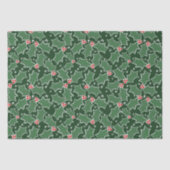 Groen Holly kerstinpakpapier Tissuepapier (Voorkant)