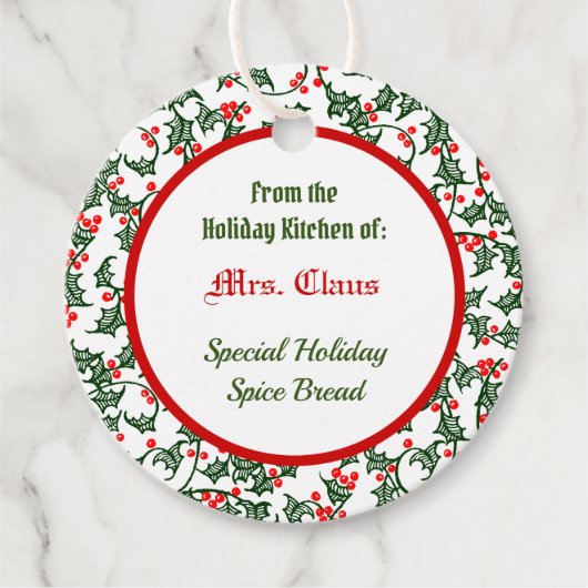  Groen Holly met Red Berries Aangepast Label (Voorkant)