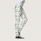 Groen Holly Red Berries Holiday Patroon Leggings (Rechts)