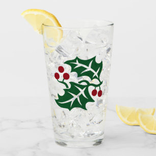 Groen Holly Red Berries Kerstmis Drink glas