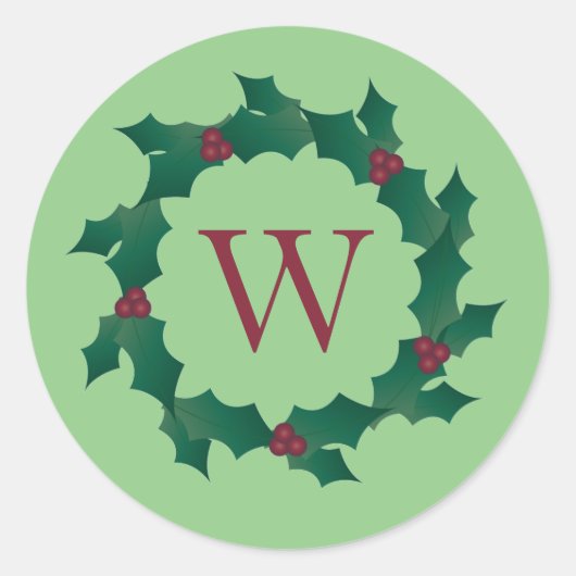 Groen Holly Wreath Kerst sticker Envelope Seal (Voorkant)