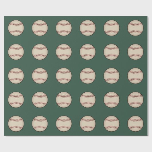 Groen  Honkbal Verpakkingsdocument Cadeaupapier (Vlak)