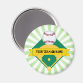 Groen honkbalveld met aangepaste teamnaam magneet (Voorkant / Achterkant)