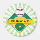 Groen honkbalveld met aangepaste teamnaam magneet (Voorkant)
