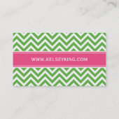 Groen & Hot Roze Chevron Custom Monogram Visitekaartje (Achterkant)