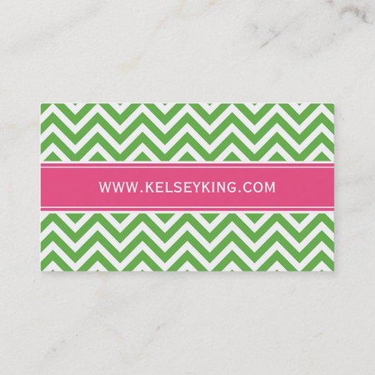 Groen & Hot Roze Chevron Custom Monogram Visitekaartje (Achterkant)