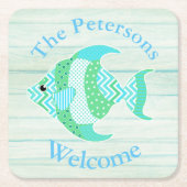 Groen hout Bekijk Onderzetters op aangepast visdoc (Voorkant)