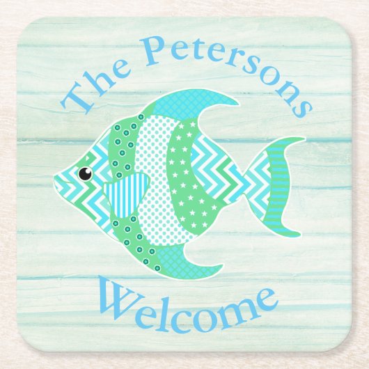 Groen hout Bekijk Onderzetters op aangepast visdoc (Voorkant)