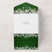 Groen Hout Bloemen String Lights QR Code Bruiloft All In One Uitnodiging (Buitenkant)
