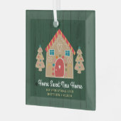 Groen Hout Gingerbread Nieuw Huis Eerste Kerstmis Glas Ornament (Voorkant links)