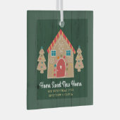 Groen Hout Gingerbread Nieuw Huis Eerste Kerstmis Glas Ornament (Voorkant Rechts)