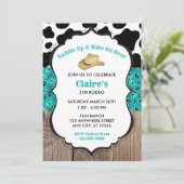 Groen Hout Koeienprint Rodeo Wild West Verjaardag Kaart (Staand voorkant)