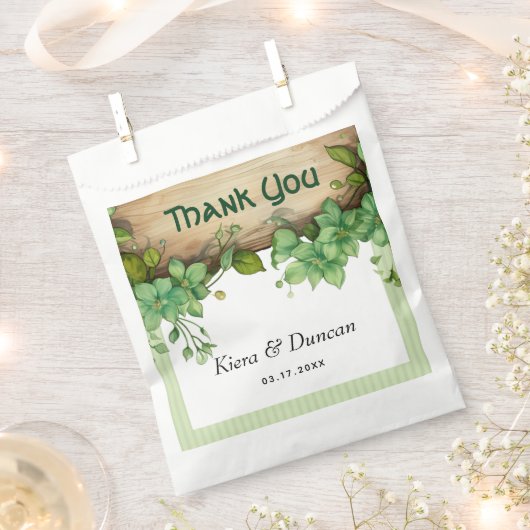 Groen, hout St. Patricks Dag bruiloft Dank u Bedankzakje (Geknipt)