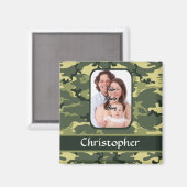 Groen houten camouflage magneet (Voorkant / Achterkant)