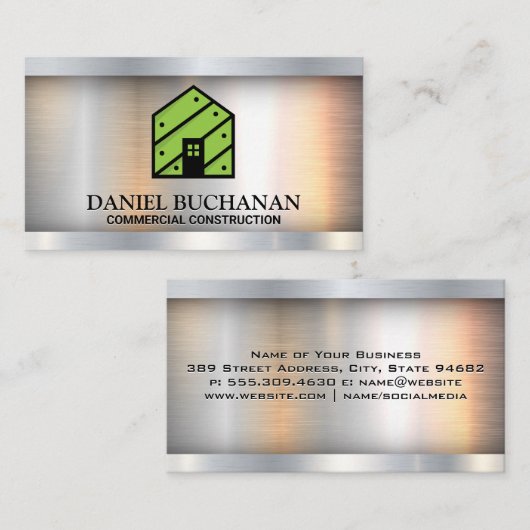 Groen Huis Logo | Metallic  Visitekaartje (Voorkant / Achterkant)