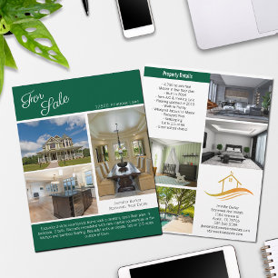 Groen huis te koop vastgoedadvertentie 2-zijdig flyer