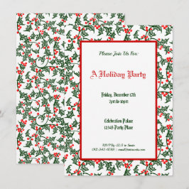 Groen hulstpatroon Kerst bewerkbaar 11,4x15,9cm Kaart
