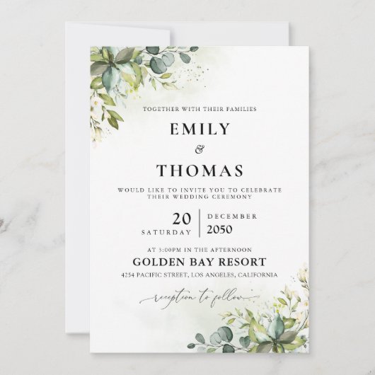 Groen Huwelijksceremonie uitnodiging (Voorkant)