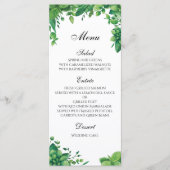 Groen huwelijksmenu buiten. Zomer diner menu (Voorkant)