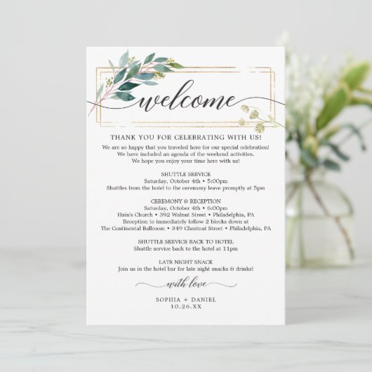 Groen Huwelijkspictogram Routebeschrijving Welkoms Programmakaart (Staand voorkant)