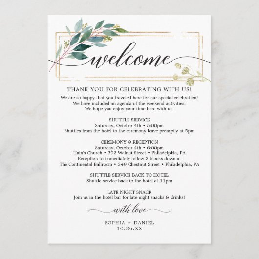 Groen Huwelijkspictogram Routebeschrijving Welkoms Programmakaart (Voorkant)