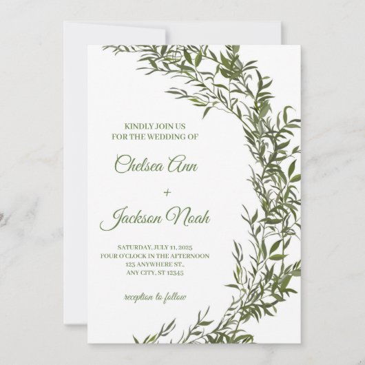 Groen Huwelijksuitnodiging, Huwelijksuitnodiging Kaart (Voorkant)