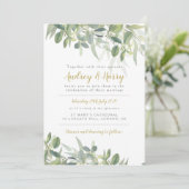 Groen Huwelijksuitnodiging met eucalyptus Kaart (Staand voorkant)