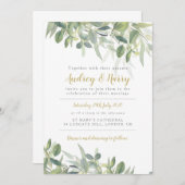 Groen Huwelijksuitnodiging met eucalyptus Kaart (Voorkant / Achterkant)