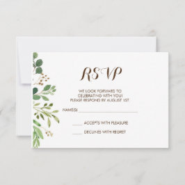 Groen Huwelijksuitnodiging RSVP Kaart met Groene L