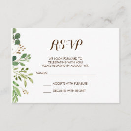 Groen Huwelijksuitnodiging RSVP Kaart met Groene L