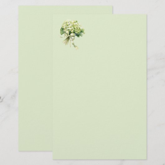 Groen Hydrangea Briefpapier (Voorkant / Achterkant)