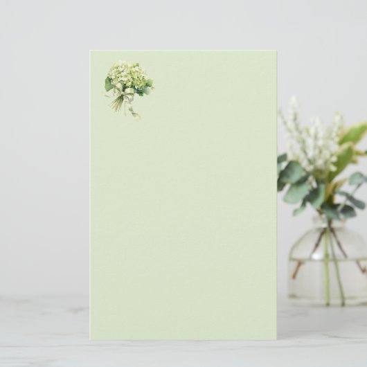 Groen Hydrangea Briefpapier (Staand voorkant)