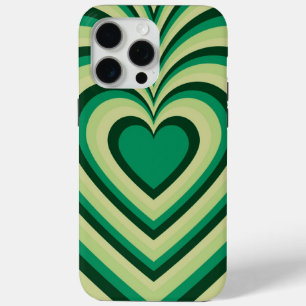 Groen hypnotic Heart Love Pattern iPhone 15 Pro Max Hoesje