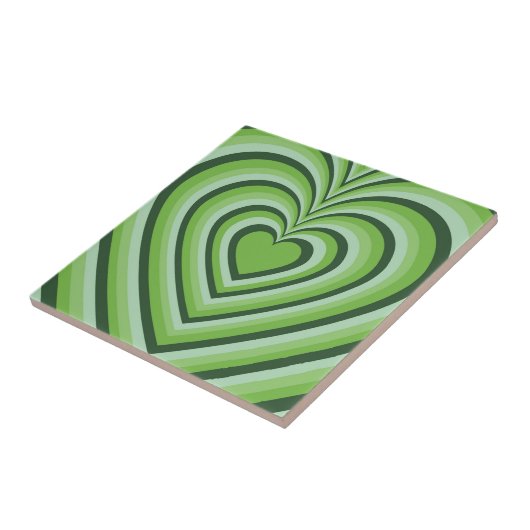 Groen hypnotic Heart Love Pattern Tegeltje (Zijkant)