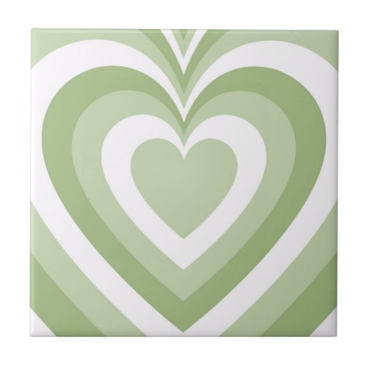 Groen hypnotic Heart Love Pattern Tegeltje (Voorkant)
