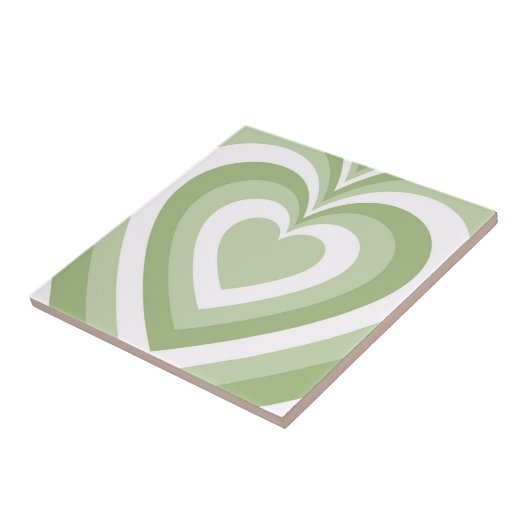 Groen hypnotic Heart Love Pattern Tegeltje (Zijkant)