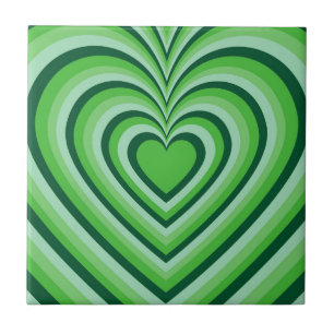 Groen Hypnotisch Hart Liefdespatroon Tegeltje