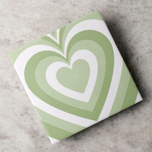 Groen Hypnotisch Hart Liefdespatroon Tegeltje