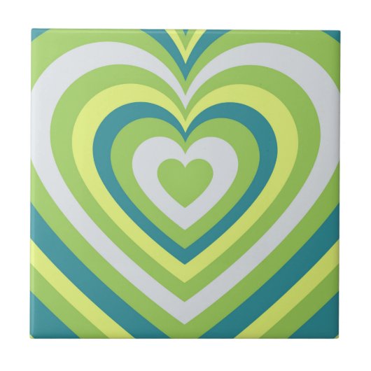 Groen hypnotisch Y2K-patroon Tegeltje (Voorkant)