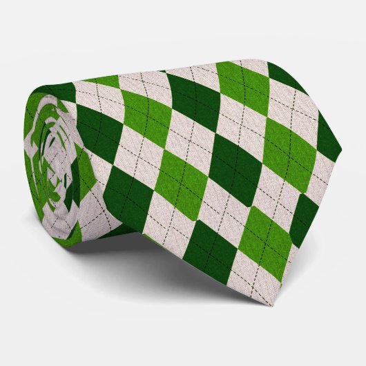 Groen Iers argyle-patroon Stropdas (Opgerold)