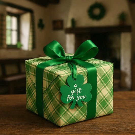 Groen Iers geruit inpakpapier
