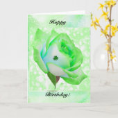 Groen Iers roos en Birthday! Kaart (Gele Bloem)