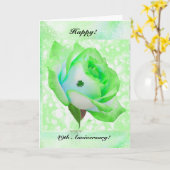 Groen Iers roos en Jubileum! Kaart (Gele Bloem)