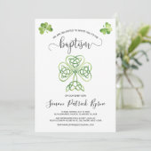 Groen Iers Shamrock & Keltische Knoop Doop Kaart (Staand voorkant)