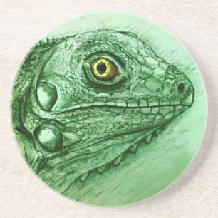 Groen Iguana SandStone-Onderzetter, realistische t Zandsteen Onderzetter