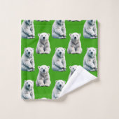 Groen IJsbeer Patroonontwerp Bad Handdoek (Wasdoekje)