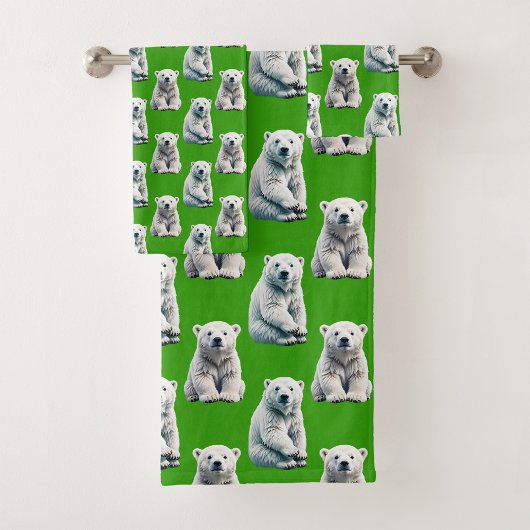 Groen IJsbeer Patroonontwerp Bad Handdoek