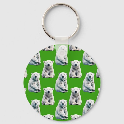 Groen IJsbeer Patroonontwerp Sleutelhanger (Voorkant)
