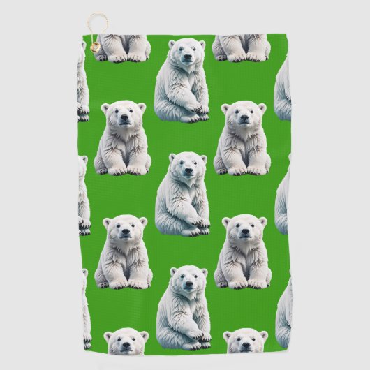 Groen IJsbeerpatroonontwerp Golfhanddoek (Voorkant)